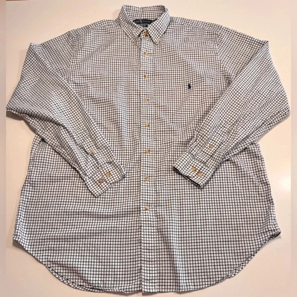 Polo Ralph Lauren Other - Mens Polo Ralph Lauren Classic Fit White /Blue Plaid Button Down Shirt XLT Tall